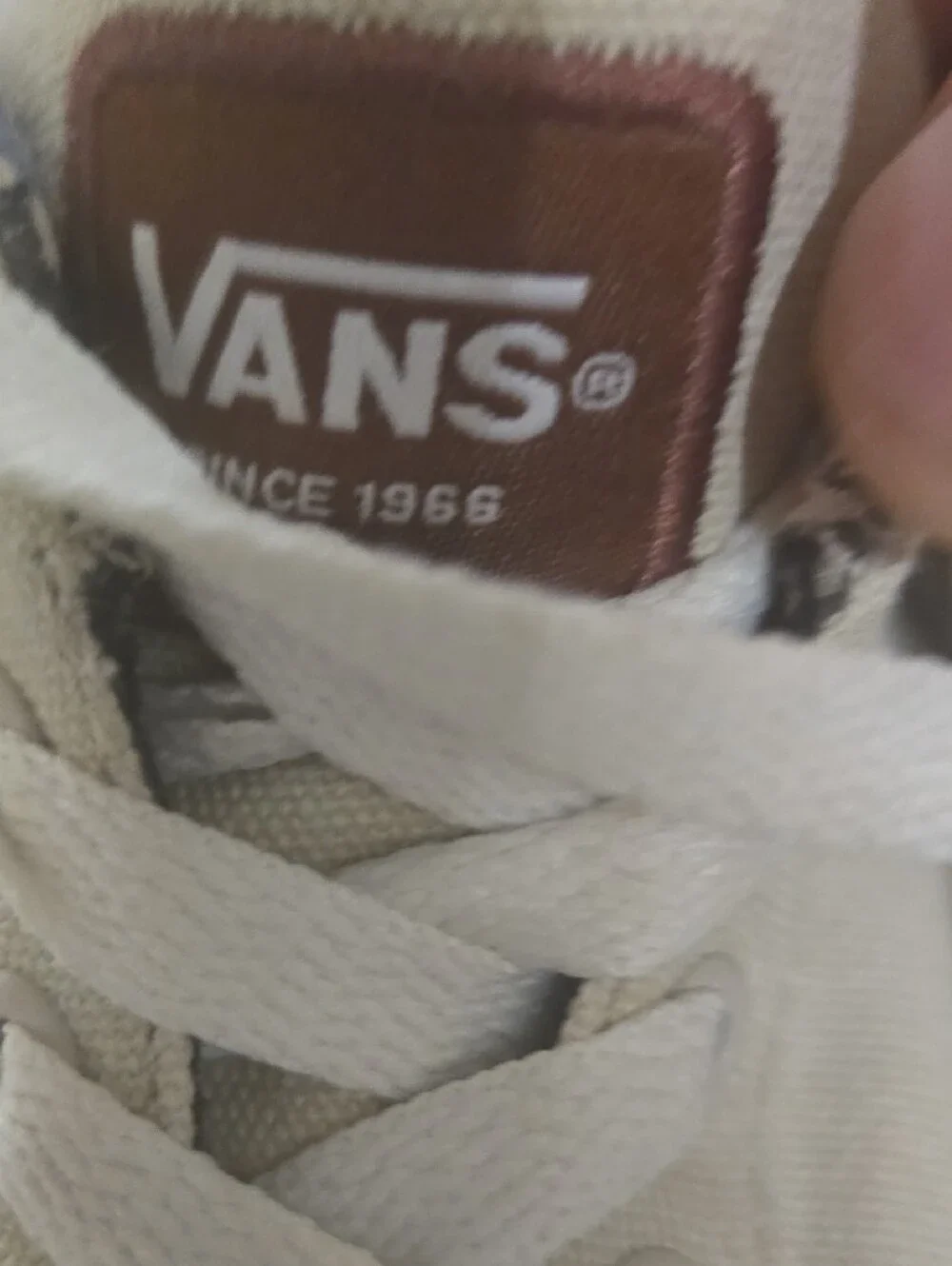 Vans Cream Canvas Slip-On with Floral Liner
